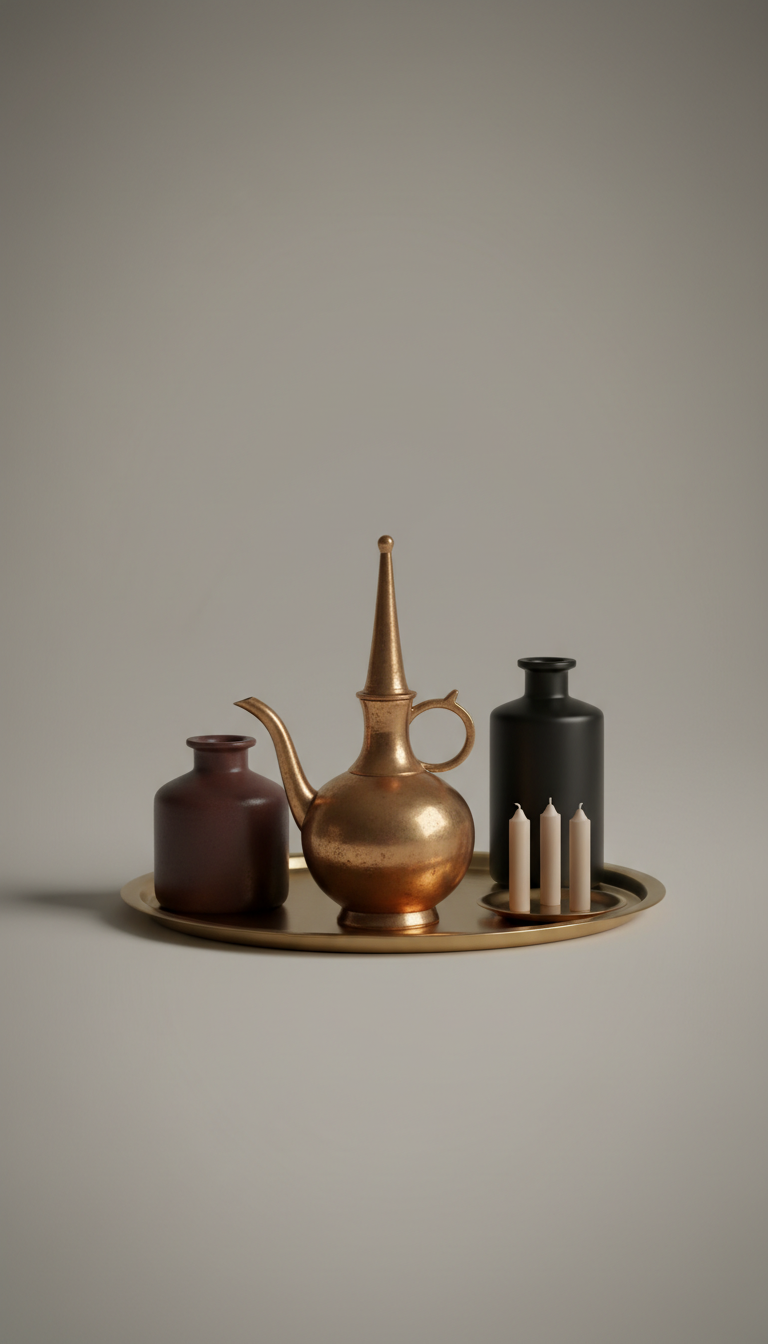 Burnished brass ritual oil dropper